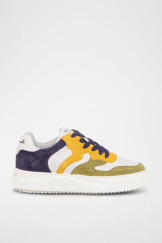 Leren Sneakers Laura- Wit en Geel