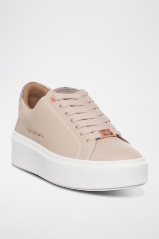 Zapatillas de piel con plataforma - Marfil