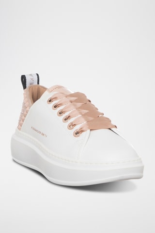 Zapatillas de piel con plataforma - Blanco