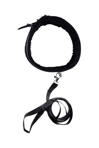 Trela e coleira - Preto - 1,1 m