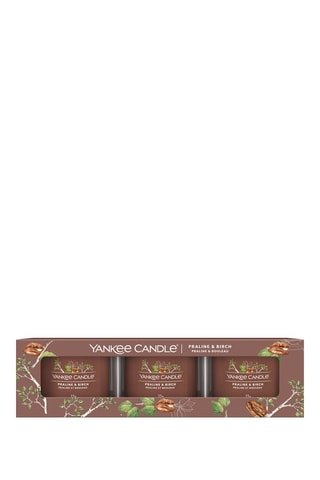 3 Glazen Votive Kaarsen Signature - Praline en Berk