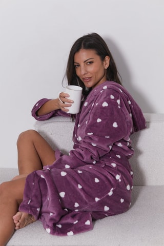 Vestaglia in pile con cappuccio Zoli - Viola