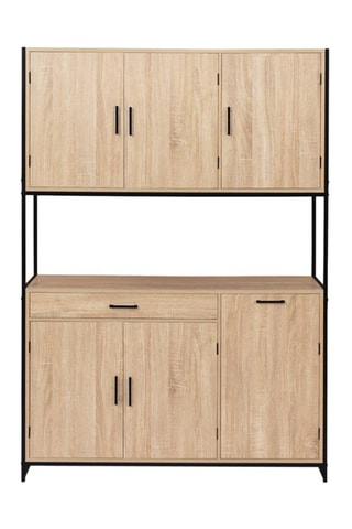 Aparador industrial de 6 puertas Memphis - Imitación madera y negro