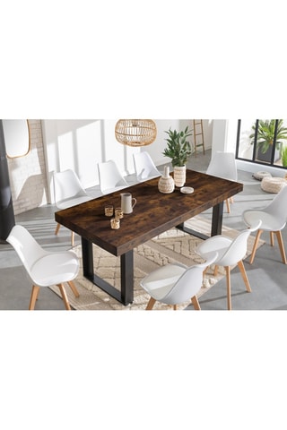 Mesa de comedor extensible Brixton - Imitación madera y negro