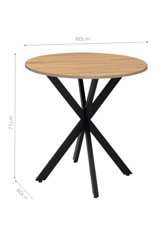 Mesa de comedor redonda Soline - Imitación madera y negro