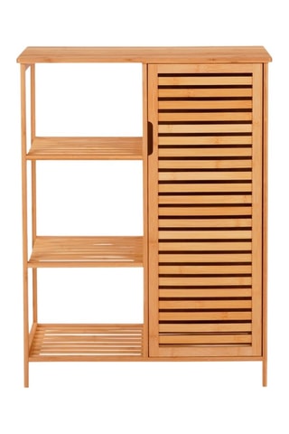 Mueble de cuarto de baño Maya con 1 puerta de bambú y estantería lateral