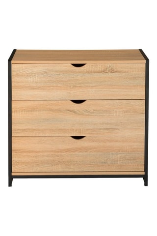 Cómoda de 3 cajones Manufacture - Imitación madera y negro