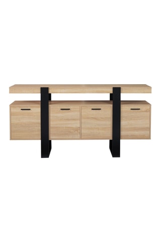 Aparador de 4 puertas Brixton - Imitación madera y negro