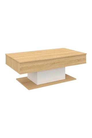 Mesa de centro con tablero elevable - imitación madera y blanco