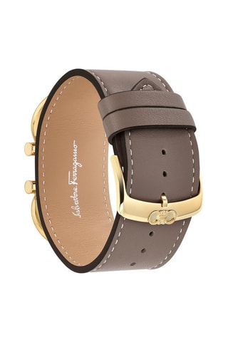 Relógio de quartzo couro de bezerro Cinzento e dourado