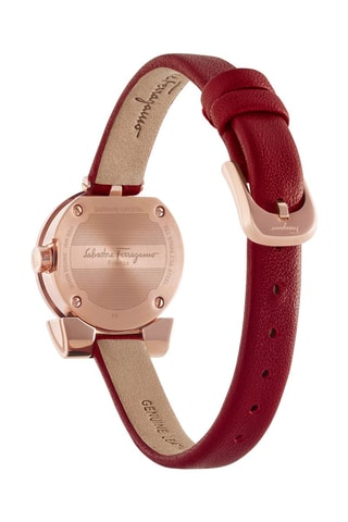 Montre à quartz en cuir Fabriquée en suisse - Rouge et doré