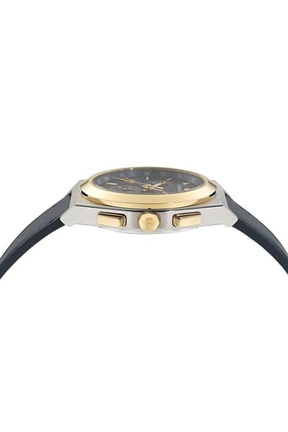 Montre à quartz en cuir de veau - Tachymètre et chronographe - Noir et doré