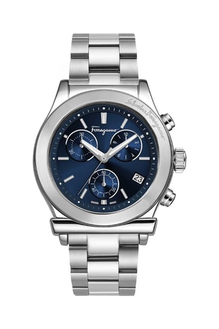 Relógio de quartzo em aço - Cronógrafo - Prateado