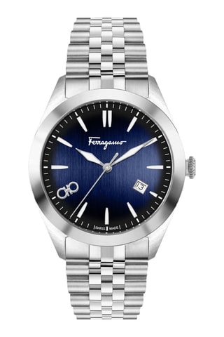 Relógio de quartzo em aço - Prateado e azul