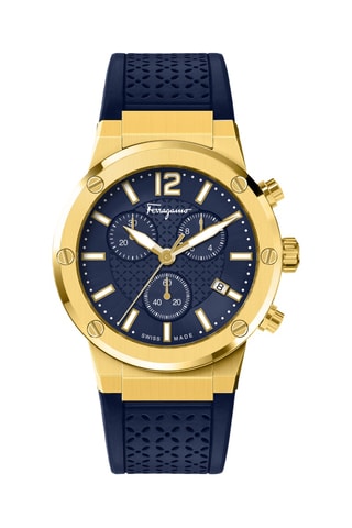 Montre à quartz - Chronographe - Or jaune et bleu