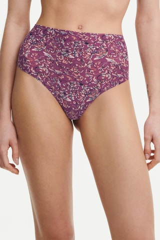 Tanga de talle alto Softstret - Burdeos y beige - Chantelle