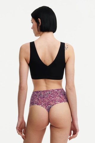 Tanga de talle alto Softstret - Burdeos y beige - Chantelle