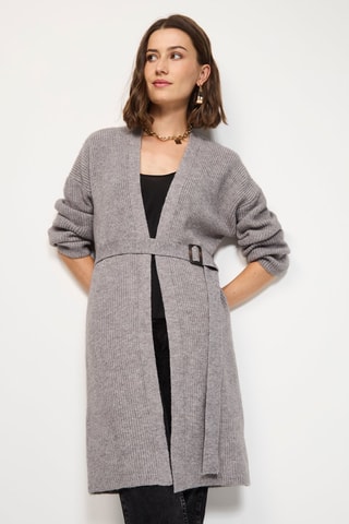 Cardigan lungo in misto cashmere - Grigio melange