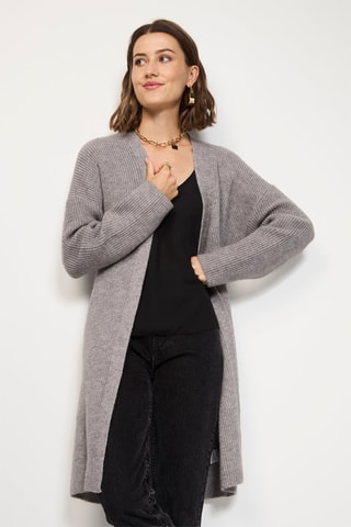 Cardigan lungo in misto cashmere - Grigio melange