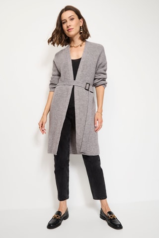 Cardigan lungo in misto cashmere - Grigio melange