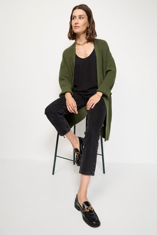 Cardigan lungo in misto cashmere - Kaki