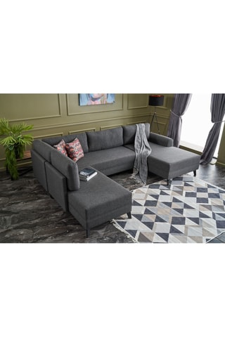 Canapé d'angle panoramique convertible Belen - Anthracite