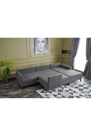 Canapé d'angle panoramique convertible Belen - Anthracite