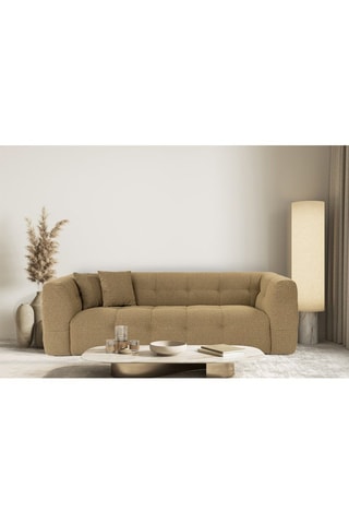 Canapé en hêtre Cady - Kaki - 3 places - Revêtement polyester