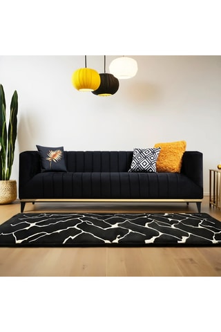 Canapé Bellino - Noir - 3 places - Revêtement en polyester