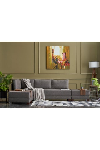 Canapé d'angle gauche convertible Fly Marron et imitation noyer - 4 places - Couchage 140 x 190 cm