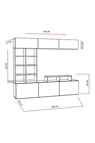 Meuble TV Sasa - 188 x 42 x 18 cm
