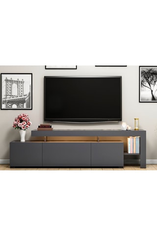 Meuble TV 2 portes et abattant - 192 x 53 x 37 cm