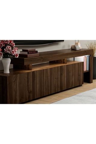 Meuble TV 2 portes et abattant Beliz - 192 x 53 x 37 cm