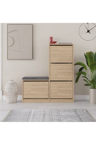 Meuble à chaussures 4 abattants  - 105 x 119 x 26 cm