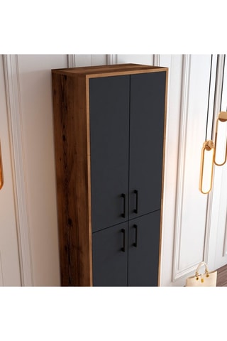 Meuble à chaussures 4 abattants Berlin - Anthracite et imitation bois