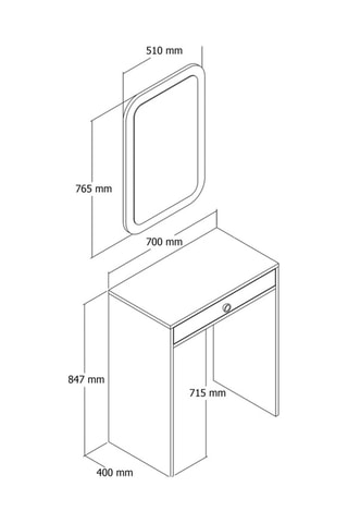 Coiffeuse Lizbon Mirror -70 x 84,7 x 40 cm