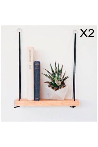 2 étagères murales en bois d'épinette - 40 x 50 x 13 cm