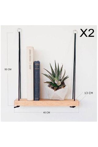 2 étagères murales en bois d'épinette - 40 x 50 x 13 cm