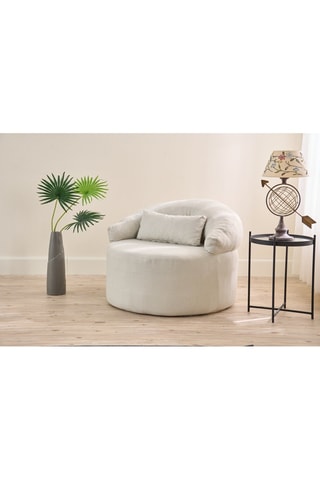 Fauteuil en bois - Ecru - En polyester