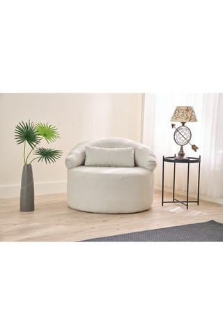 Fauteuil en bois - Ecru - En polyester