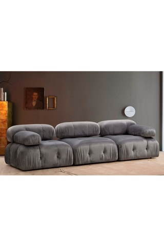 Canapé - Gris - 3 places - Tissu velours