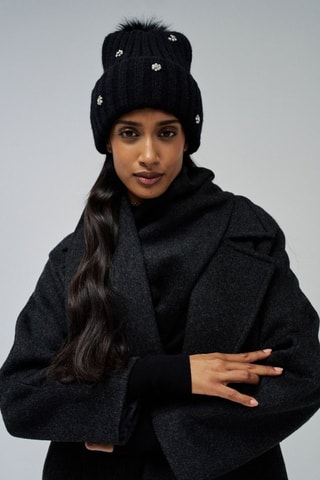 Bonnet à pompon - Noir