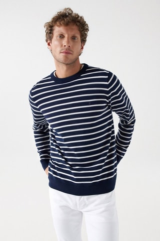 Pull regular en laine - Bleu