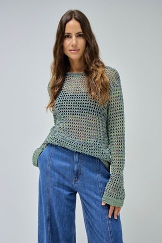 Pull regular - Bleu et vert