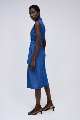 Robe portefeuille sans manches - Bleu