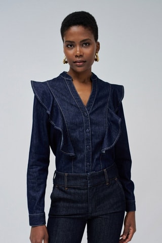 Chemisier en jean - Bleu foncé