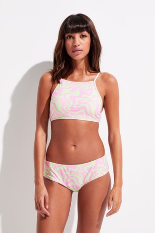 Sujetador de bikini con relleno - Fucsia y verde claro