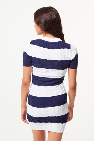 Vestido jersey - Blanco y azul marino