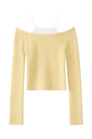 Jersey corto efecto doble prenda - Beige