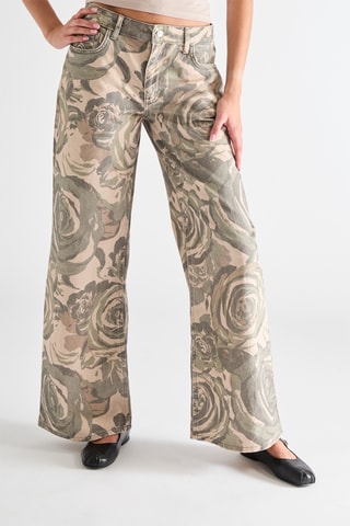Pantalón wide leg - Caqui y beige